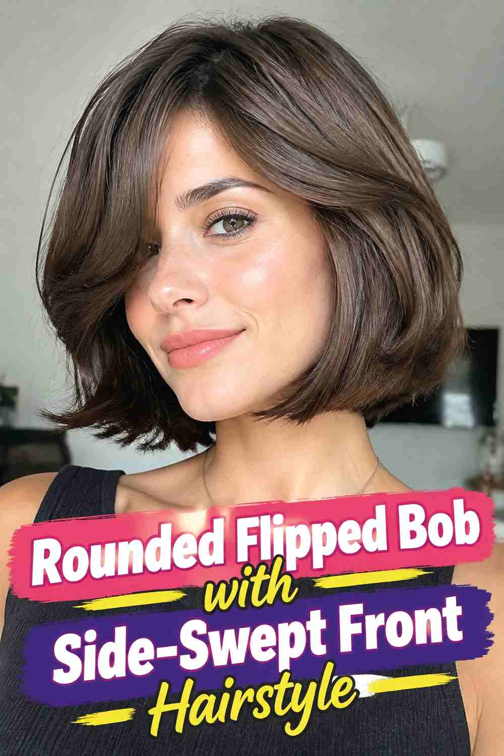 10. Rounded Flipped Bob With Side Swept Front Hairstyle