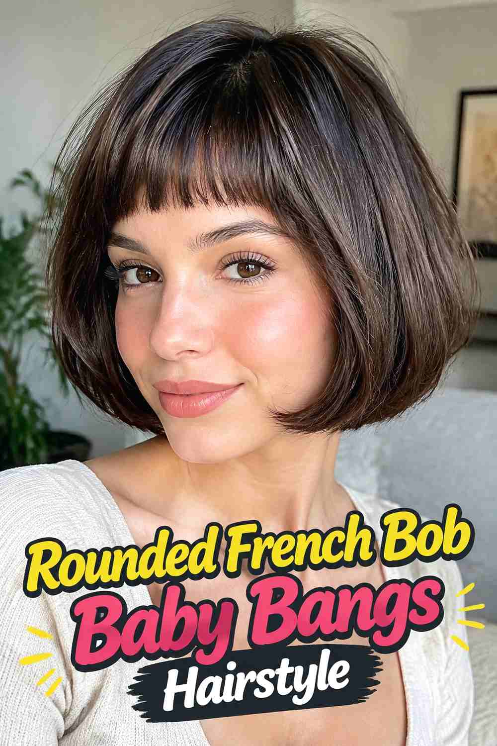 4. Rounded French Bob Baby Bangs Hairstyle