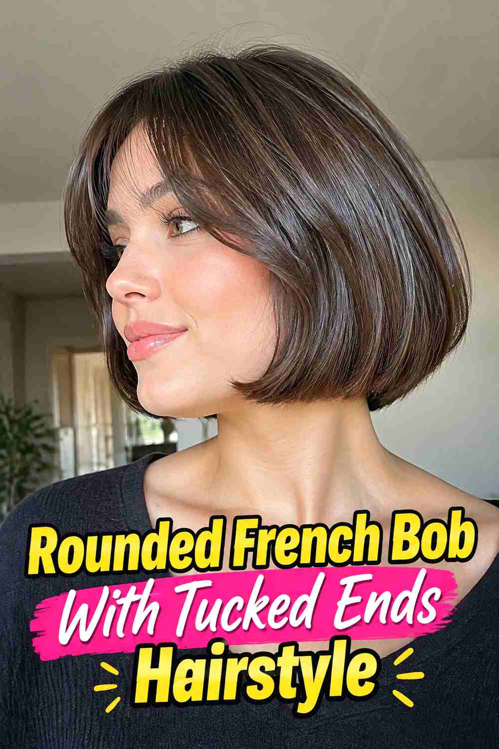 8. Rounded French Bob With Tucked Ends Hairstyle