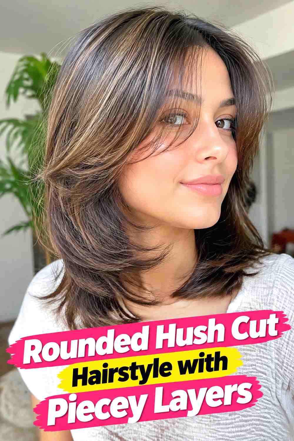 14. Rounded Hush Cut Hairstyle With Piecey Layers