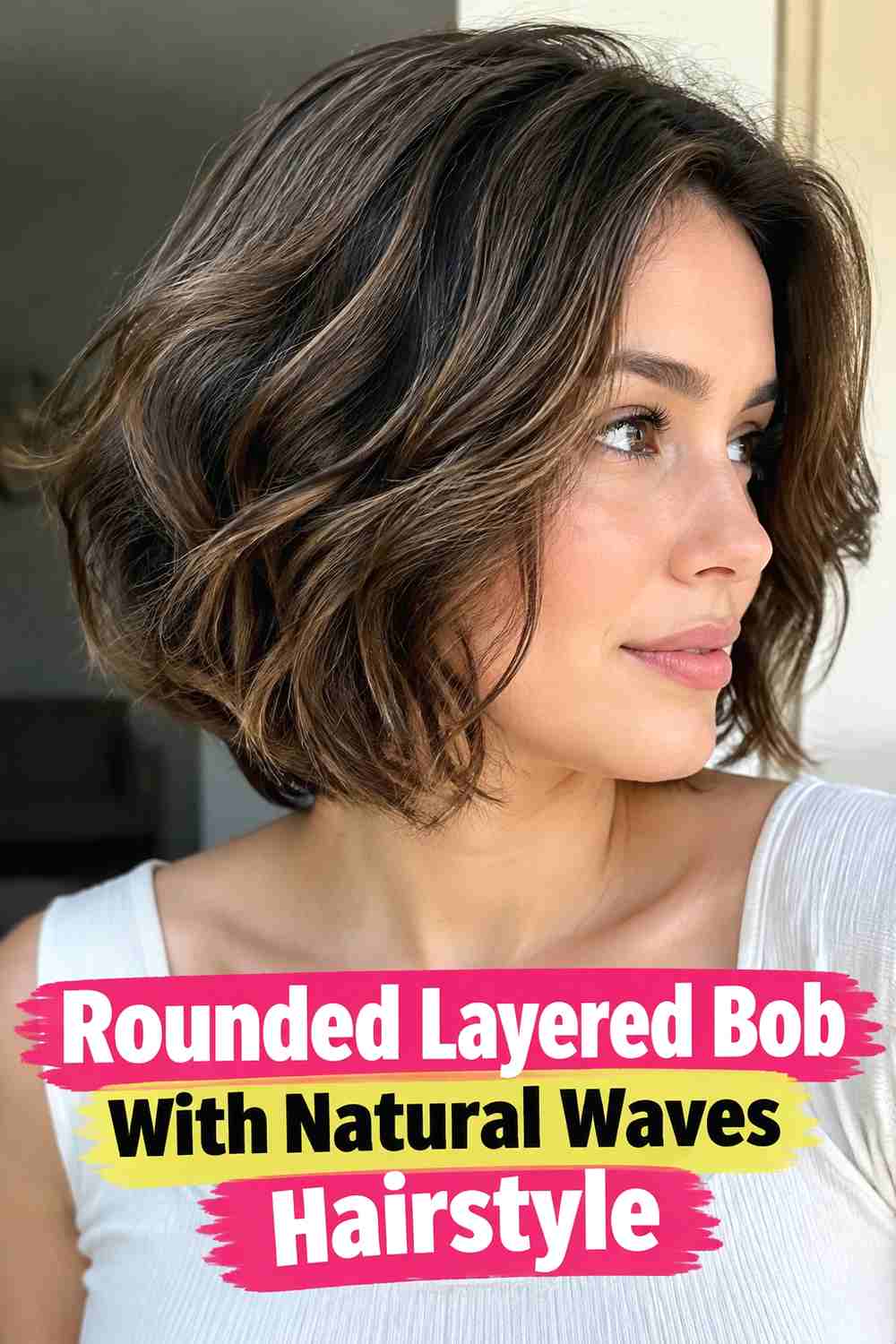 10. Rounded Layered Bob With Natural Waves Hairstyle