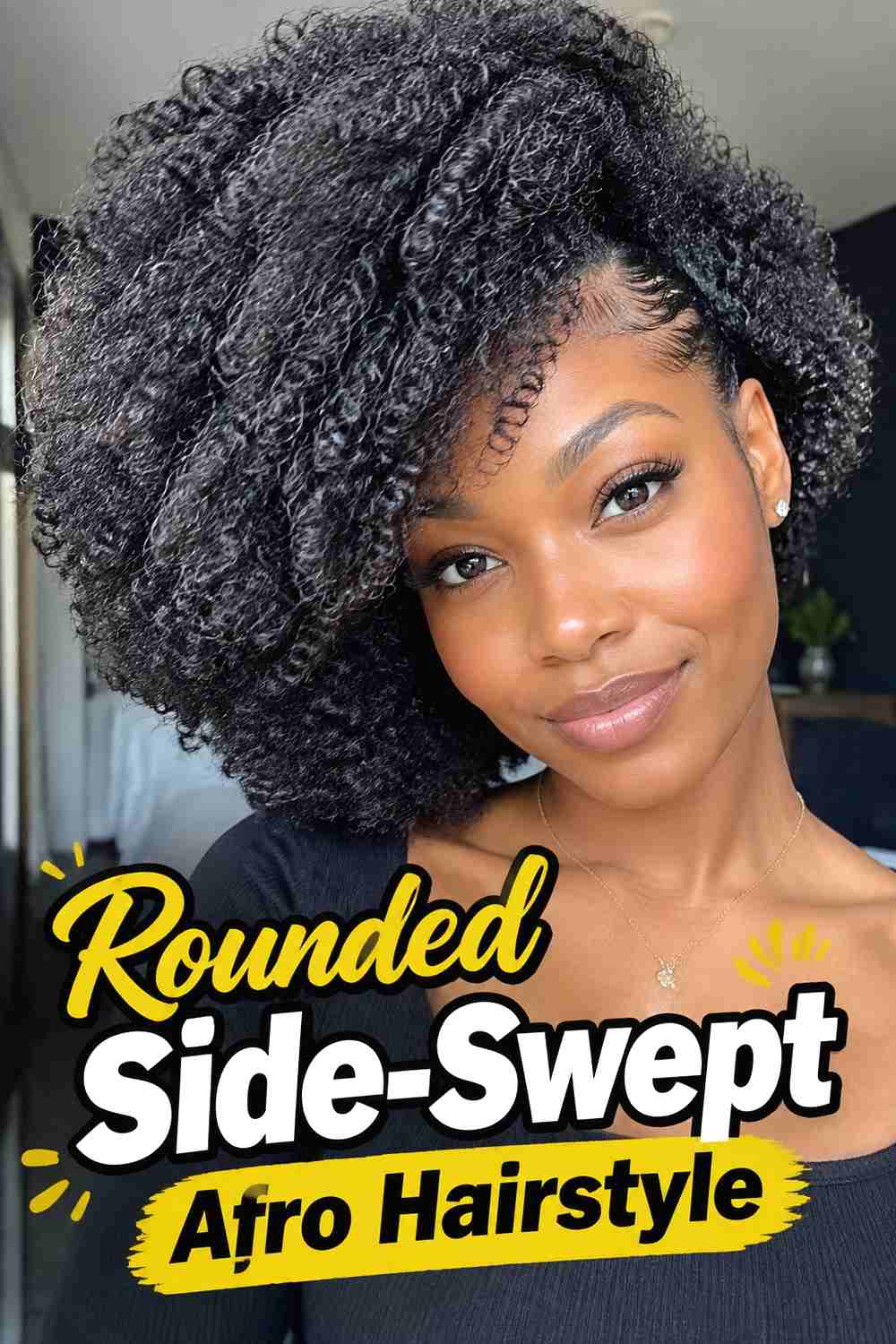 9. Rounded Side Swept Afro Hairstyle