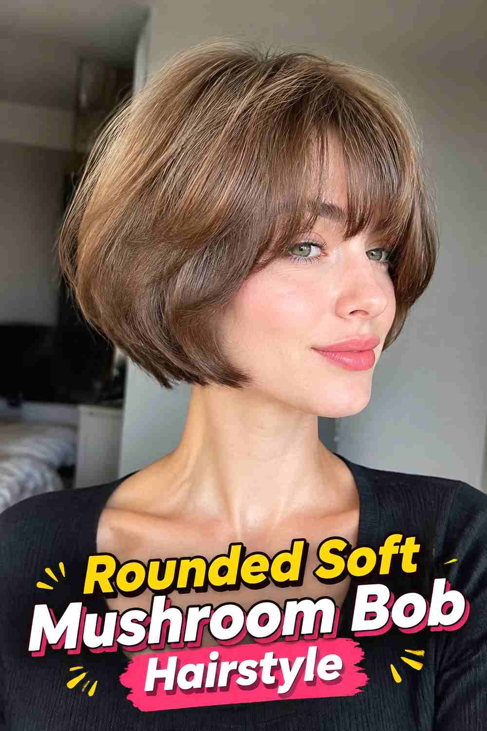 2. Rounded Soft Mushroom Bob Hairstyle