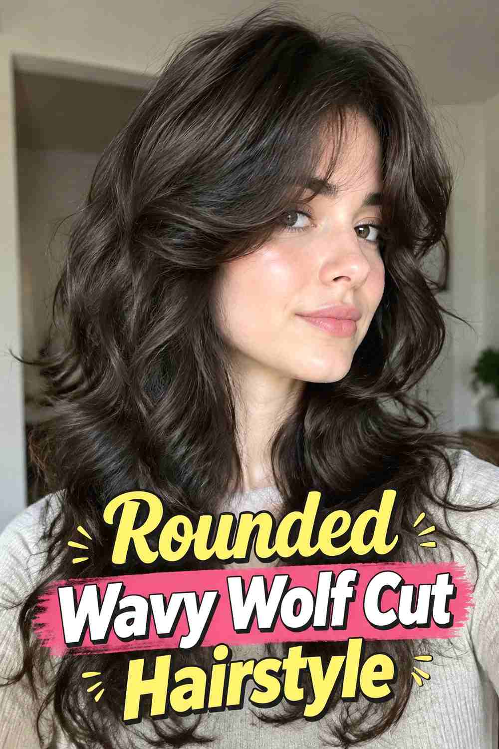 14. Rounded Wavy Wolf Cut Hairstyle