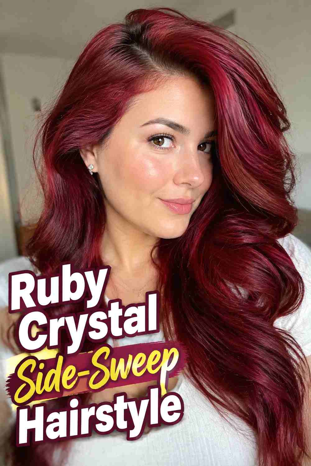 2. Ruby Crystal Side Sweep Hairstyle