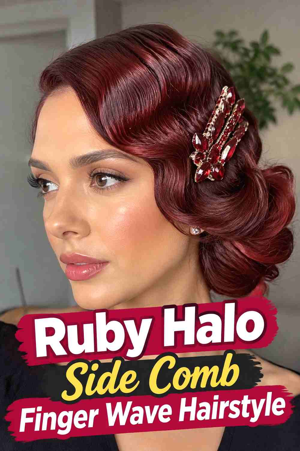 4. Ruby Halo Side Comb Finger Wave Hairstyle