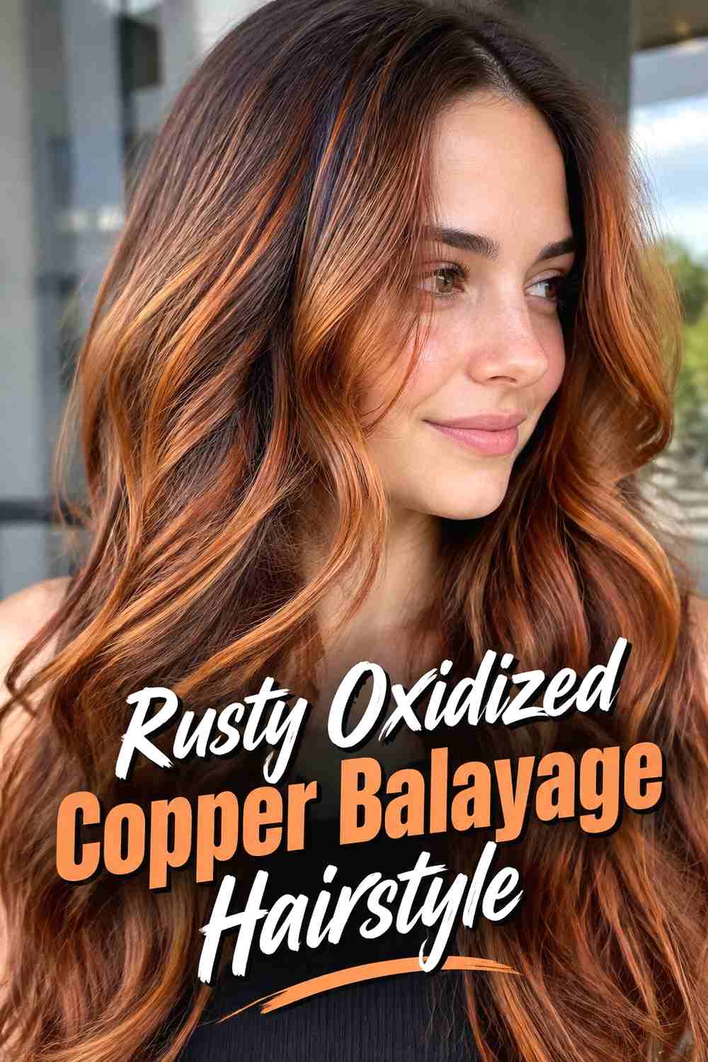 4. Rusty Oxidized Copper Balayage Hairstyle