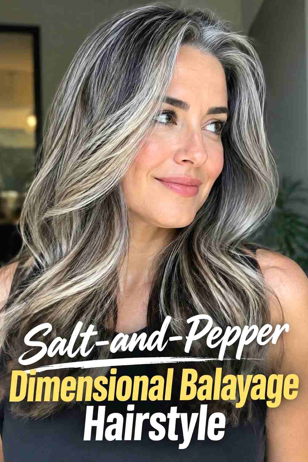 6. Salt And Pepper Dimensional Balayage Hairstyle