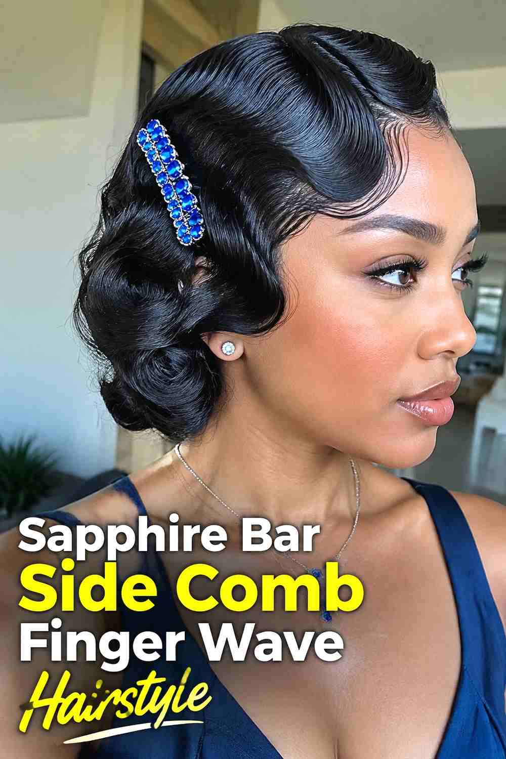 5. Sapphire Bar Side Comb Finger Wave Hairstyle