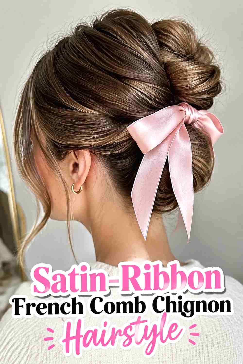 8. Satin Ribbon French Comb Chignon Hairstyle