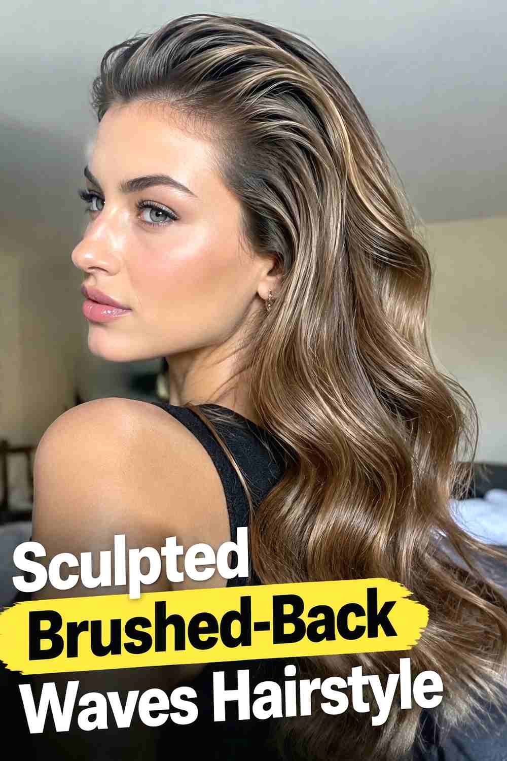 3. Sculpted Brushed Back Waves Hairstyle