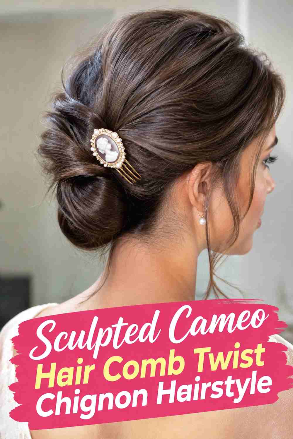 17. Sculpted Cameo Hair Comb Twist Chignon Hairstyle