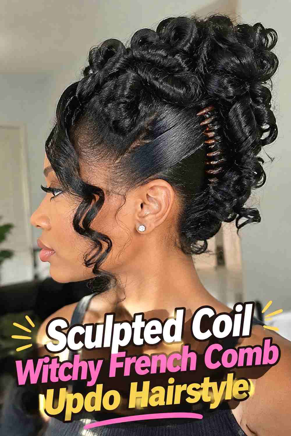 18. Sculpted Coil Witchy French Comb Updo Hairstyle