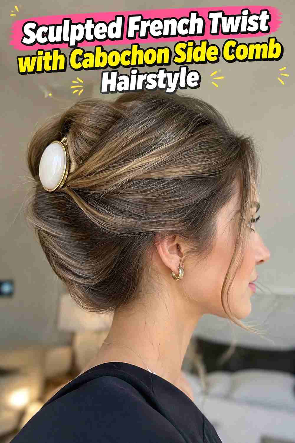 17. Sculpted French Twist With Cabochon Side Comb Hairstyle