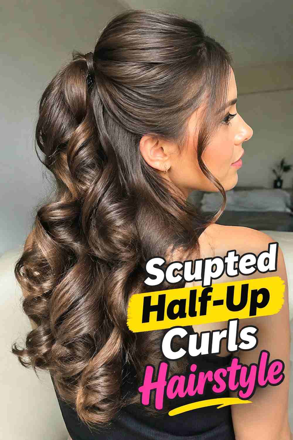 7. Sculpted Half Up Curls Hairstyle