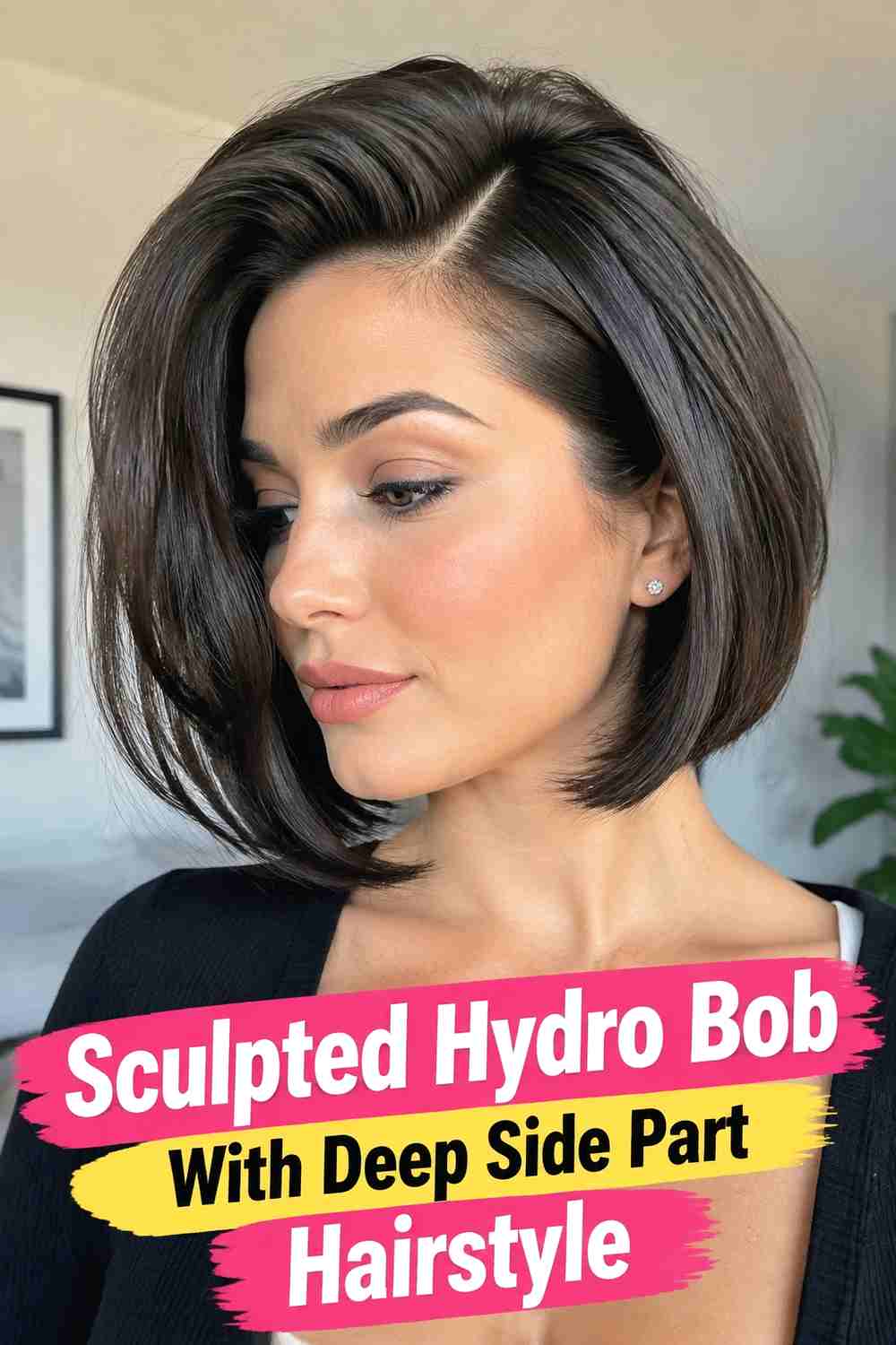 10. Sculpted Hydro Bob With Deep Side Part Hairstyle