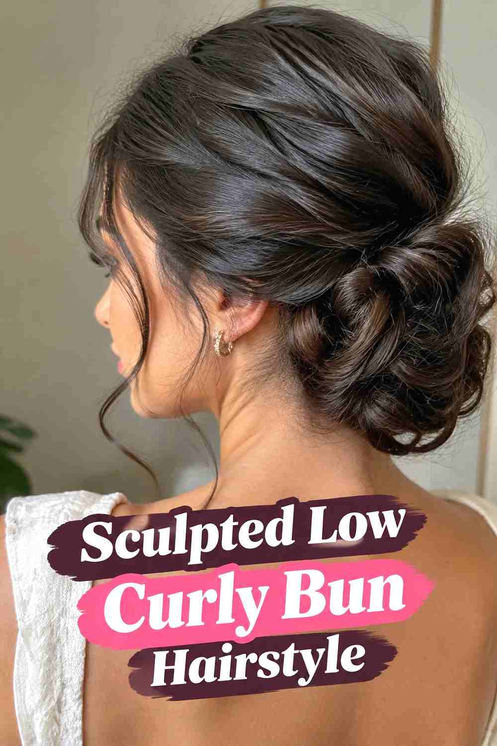10. Sculpted Low Curly Bun Hairstyle