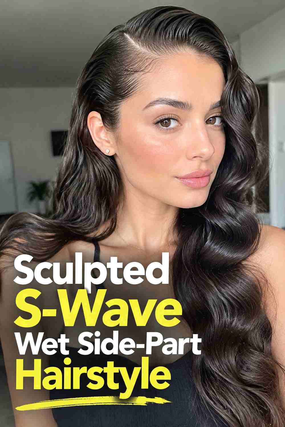 4. Sculpted S Wave Wet Side Part Hairstyle