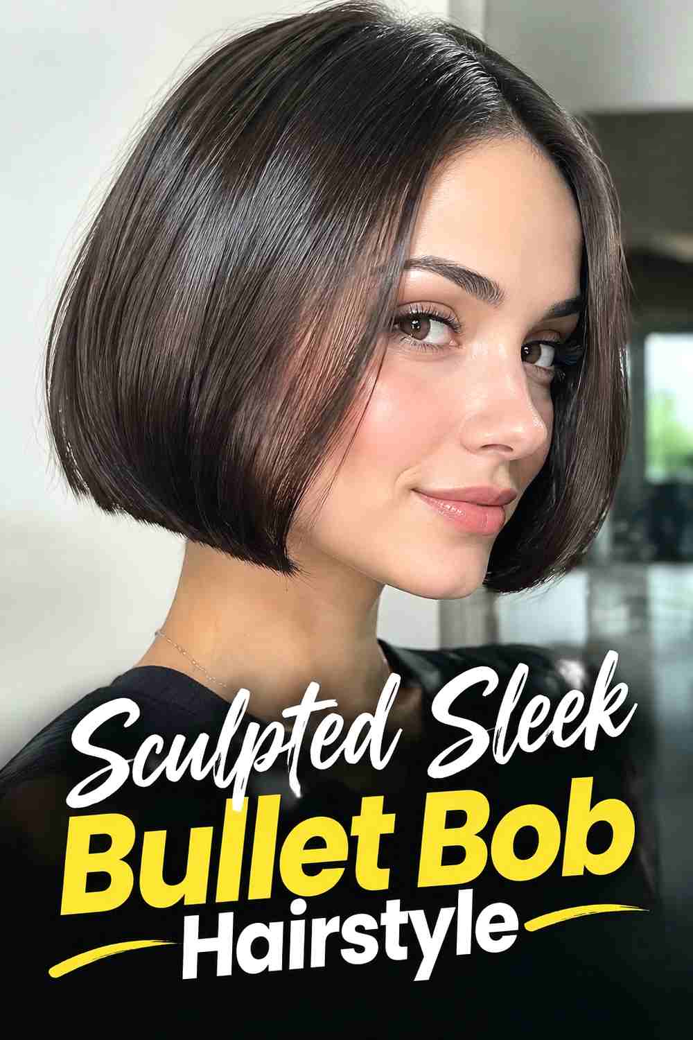 20. Sculpted Sleek Bullet Bob Hairstyle