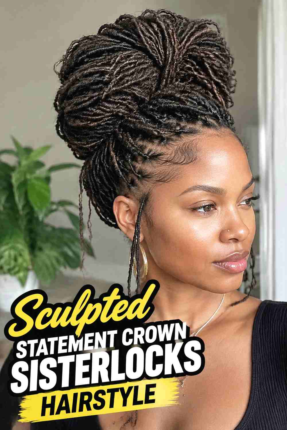 16. Sculpted Statement Crown Sisterlocks Hairstyle