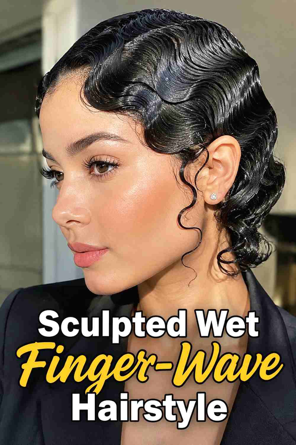 4. Sculpted Wet Finger Wave Hairstyle
