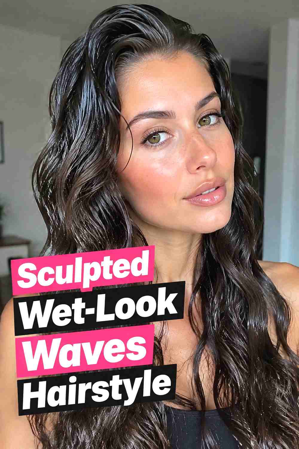 11. Sculpted Wet Look Waves Hairstyle