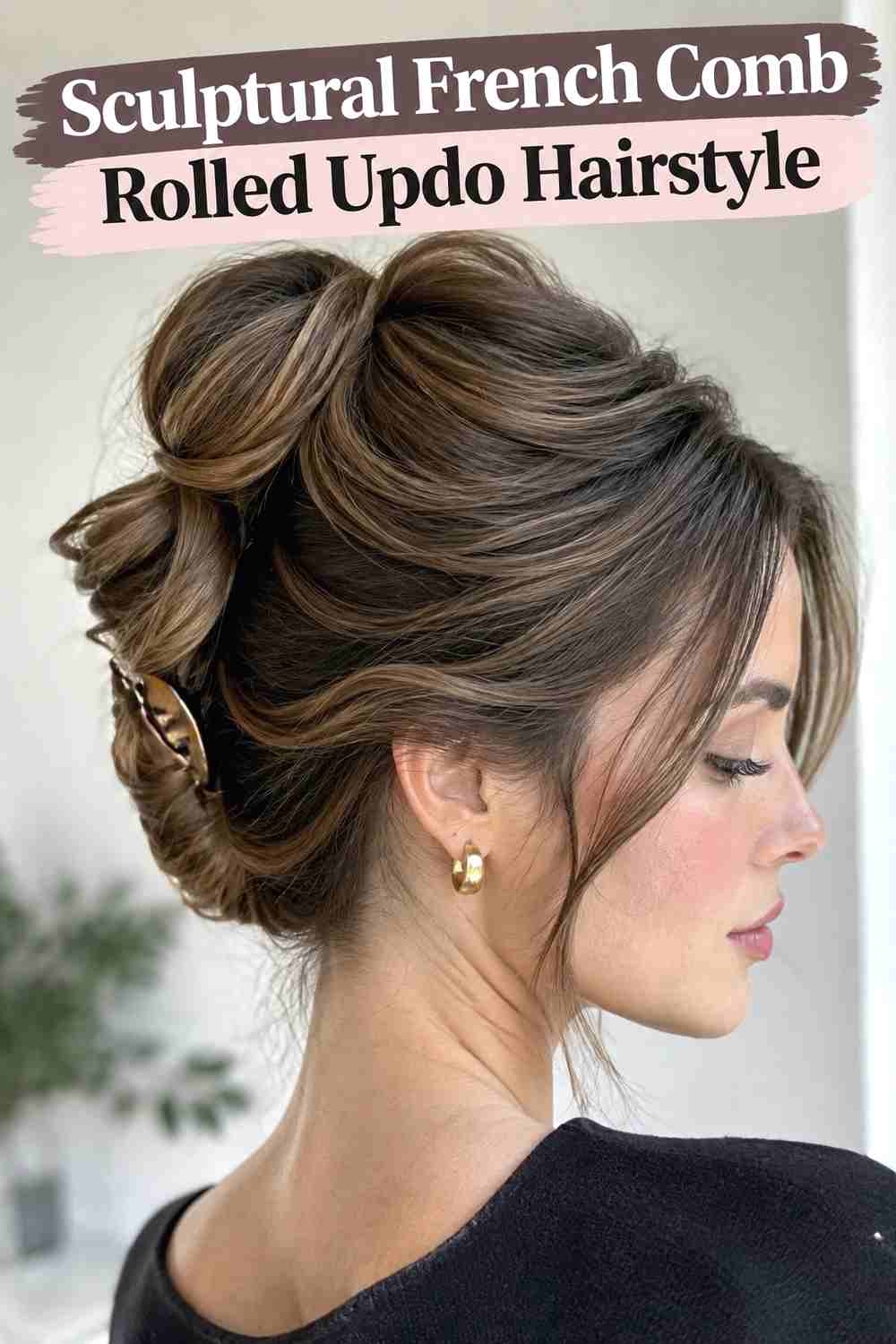 17. Sculptural French Comb Rolled Updo Hairstyle