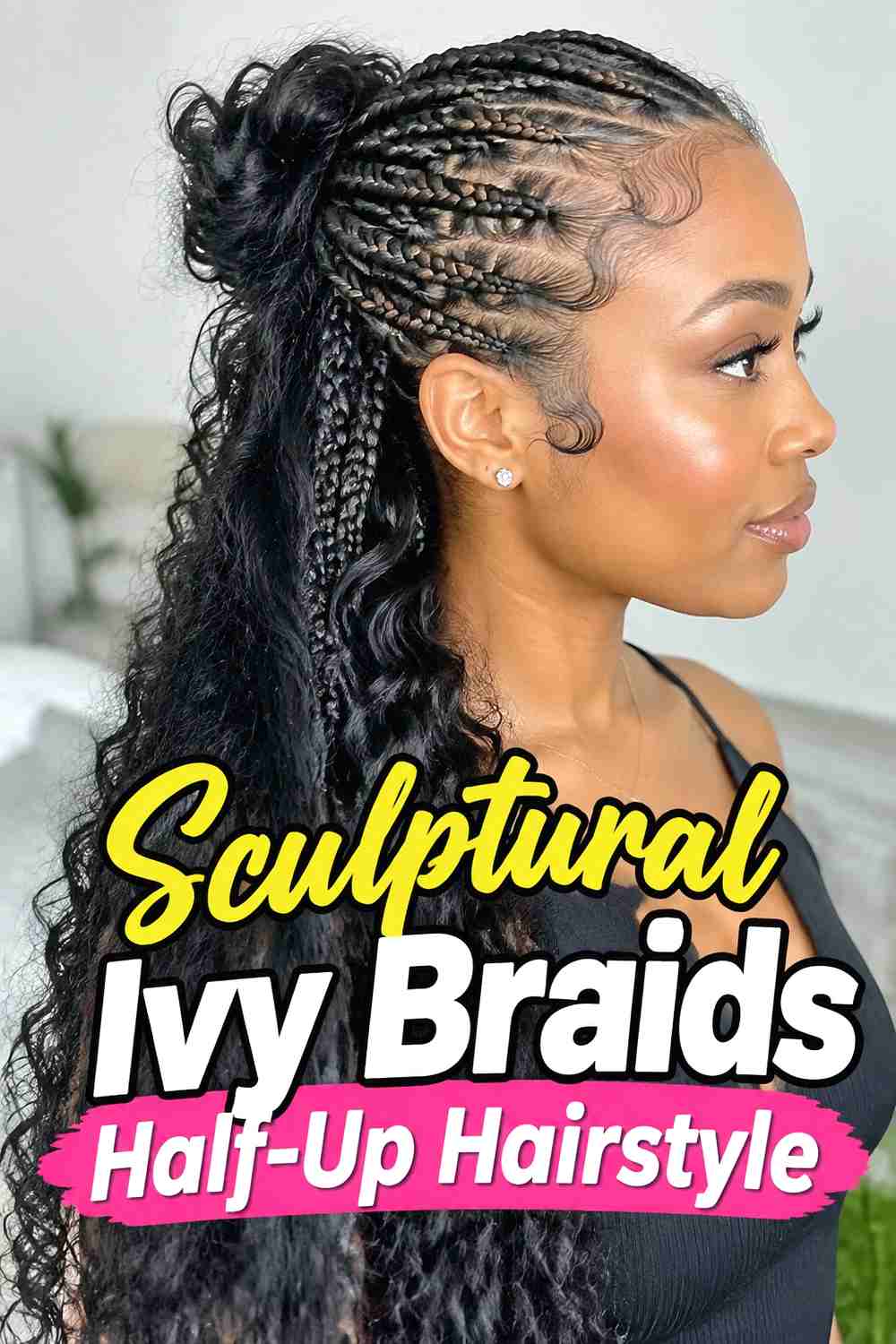 18. Sculptural Ivy Braids Half Up Hairstyle