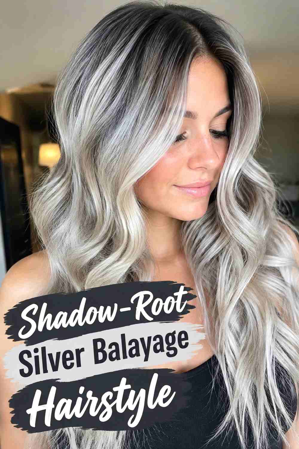 12. Shadow Root Silver Balayage Hairstyle