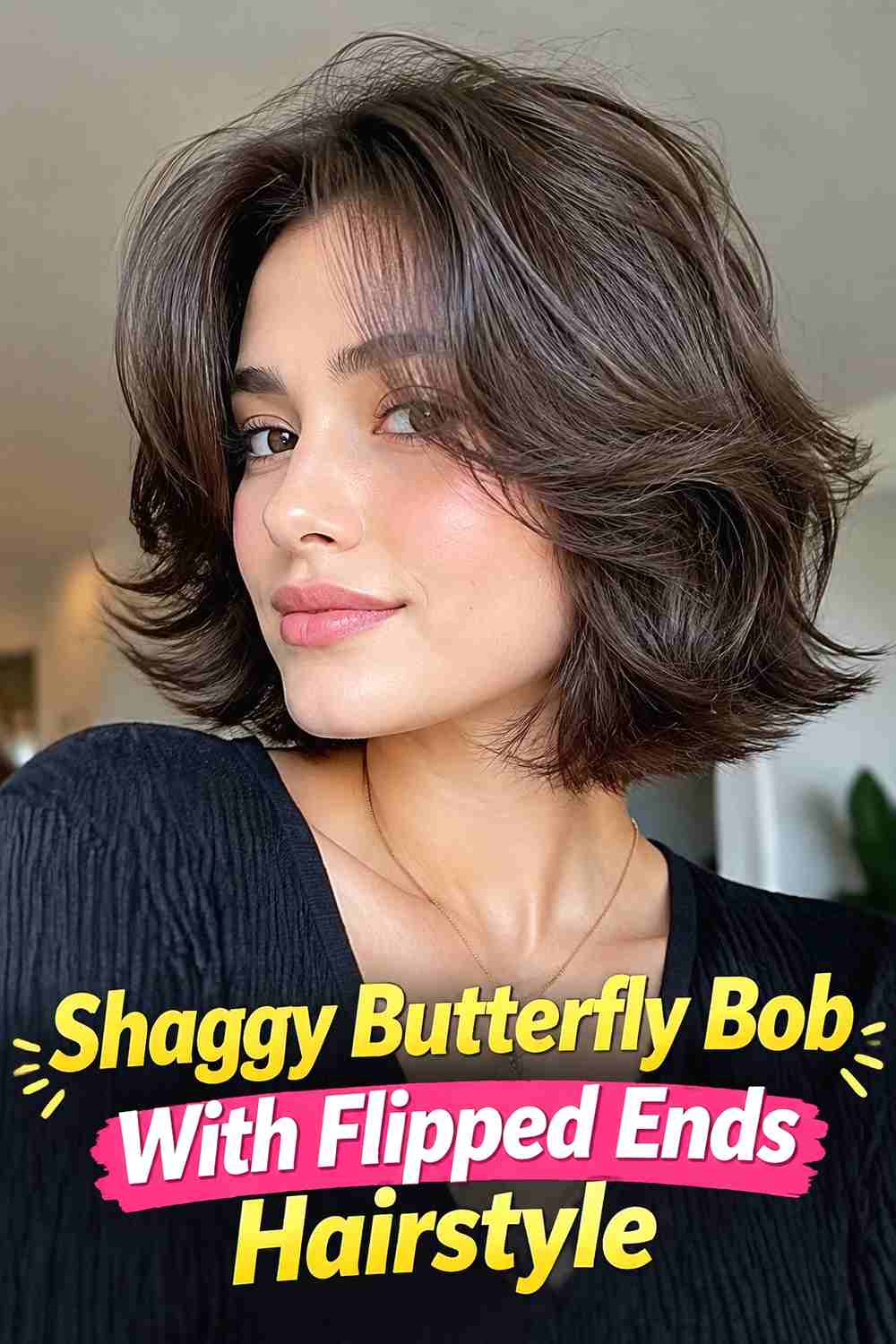 9. Shaggy Butterfly Bob With Flipped Ends Hairstyle