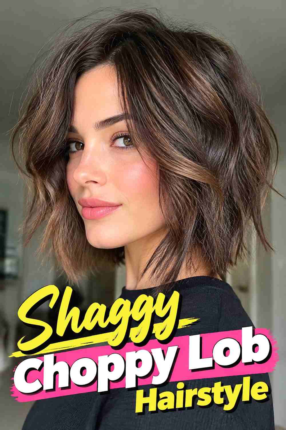 8. Shaggy Choppy Lob Hairstyle