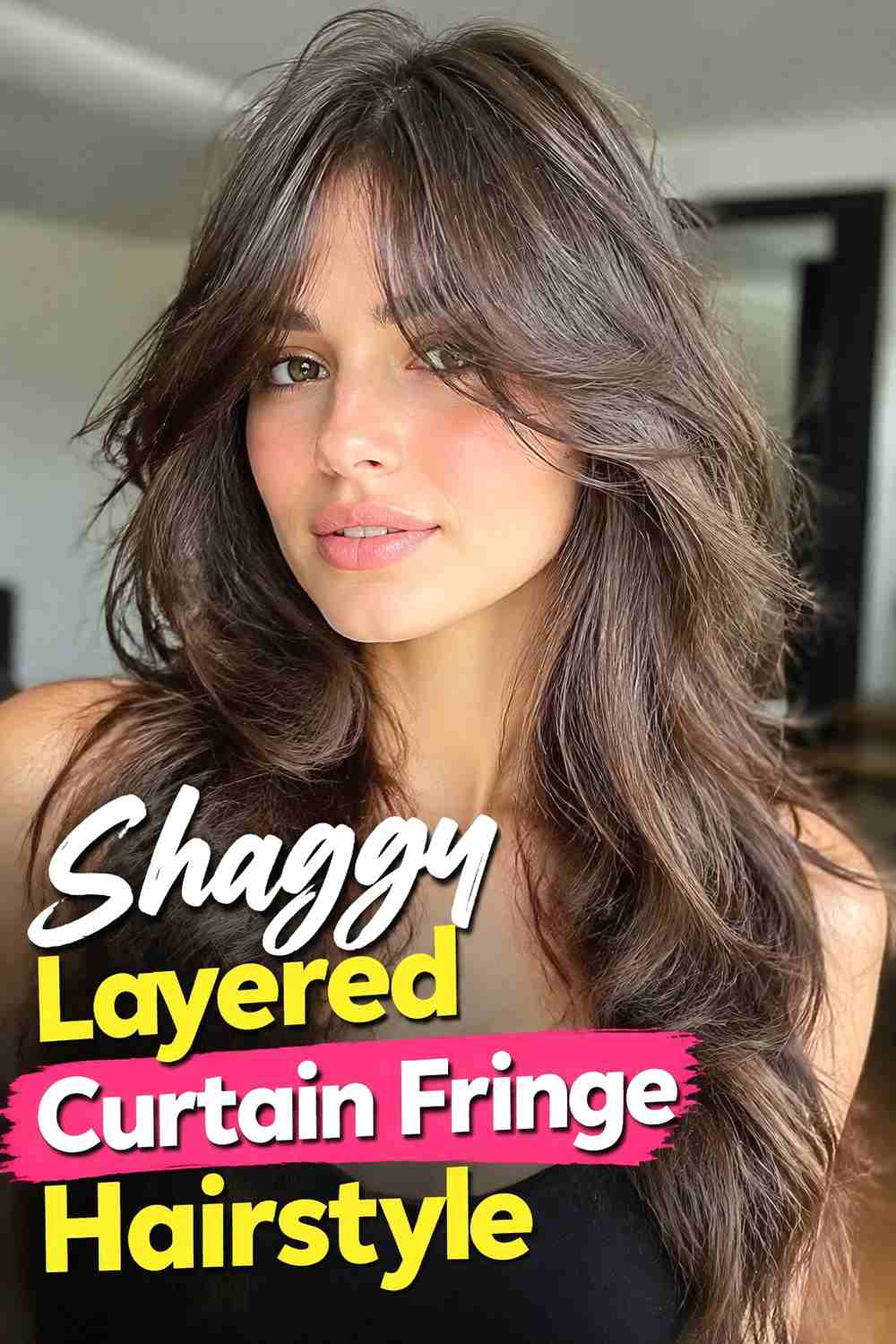 8. Shaggy Layered Curtain Fringe Hairstyle