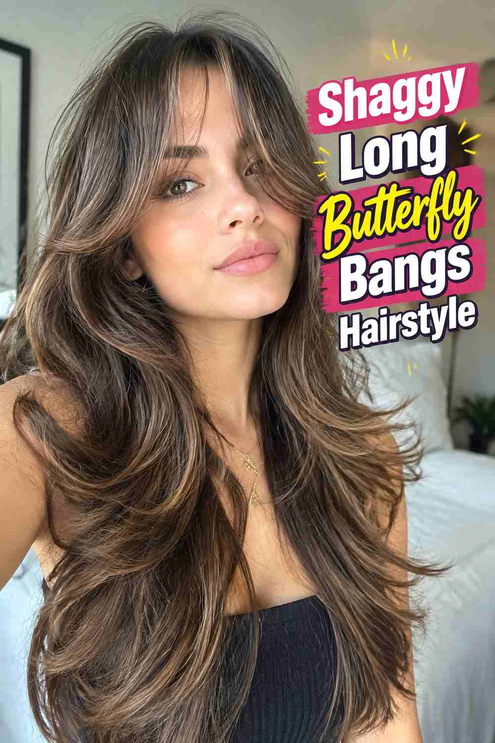 12. Shaggy Long Butterfly Bangs Hairstyle