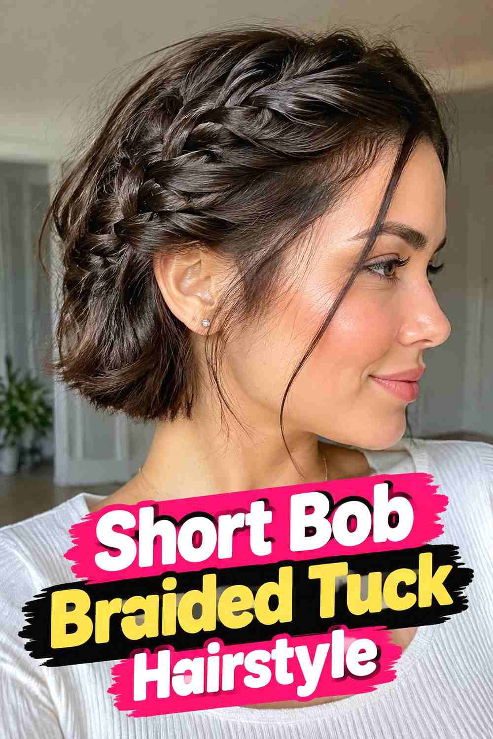 10. Short Bob Braided Tuck Hairstyle
