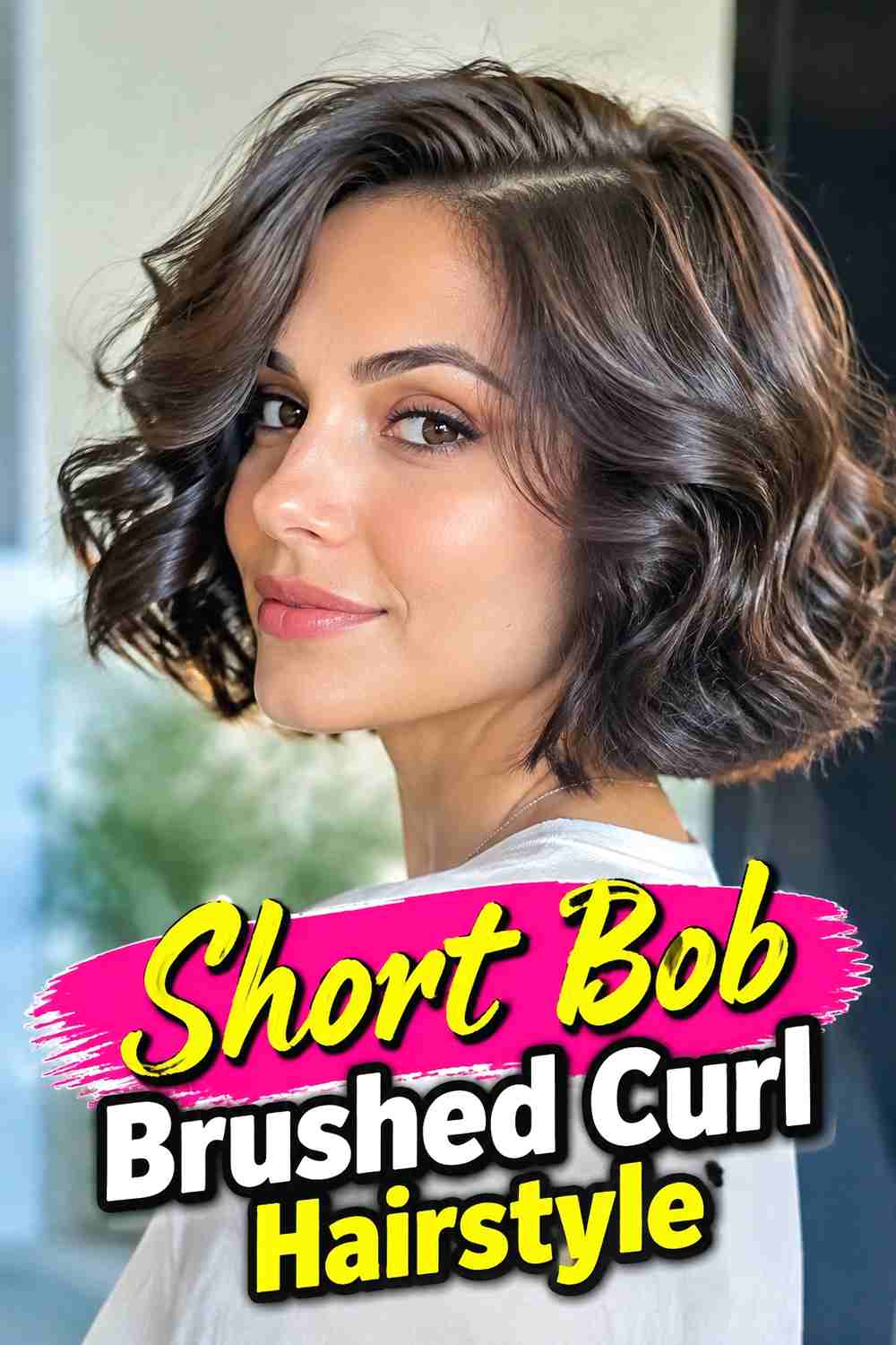 16. Short Bob Brushed Curl Hairstyle