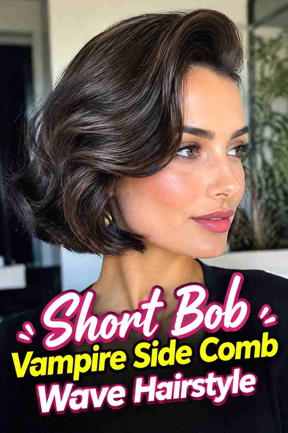 7. Short Bob Vampire Side Comb Wave Hairstyle