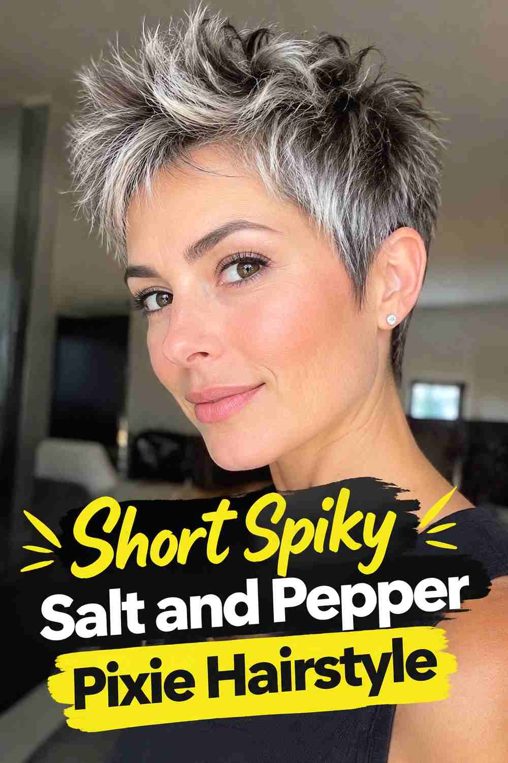 9. Short Spiky Salt And Pepper Pixie Hairstyle