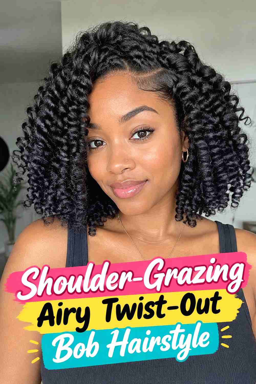 16. Shoulder Grazing Airy Twist Out Bob Hairstyle