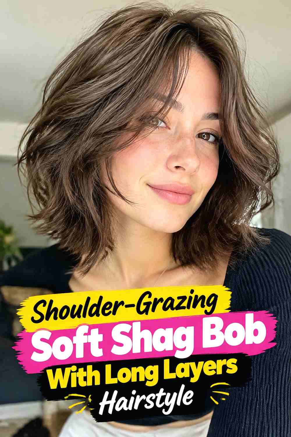 13. Shoulder Grazing Soft Shag Bob With Long Layers Hairstyle