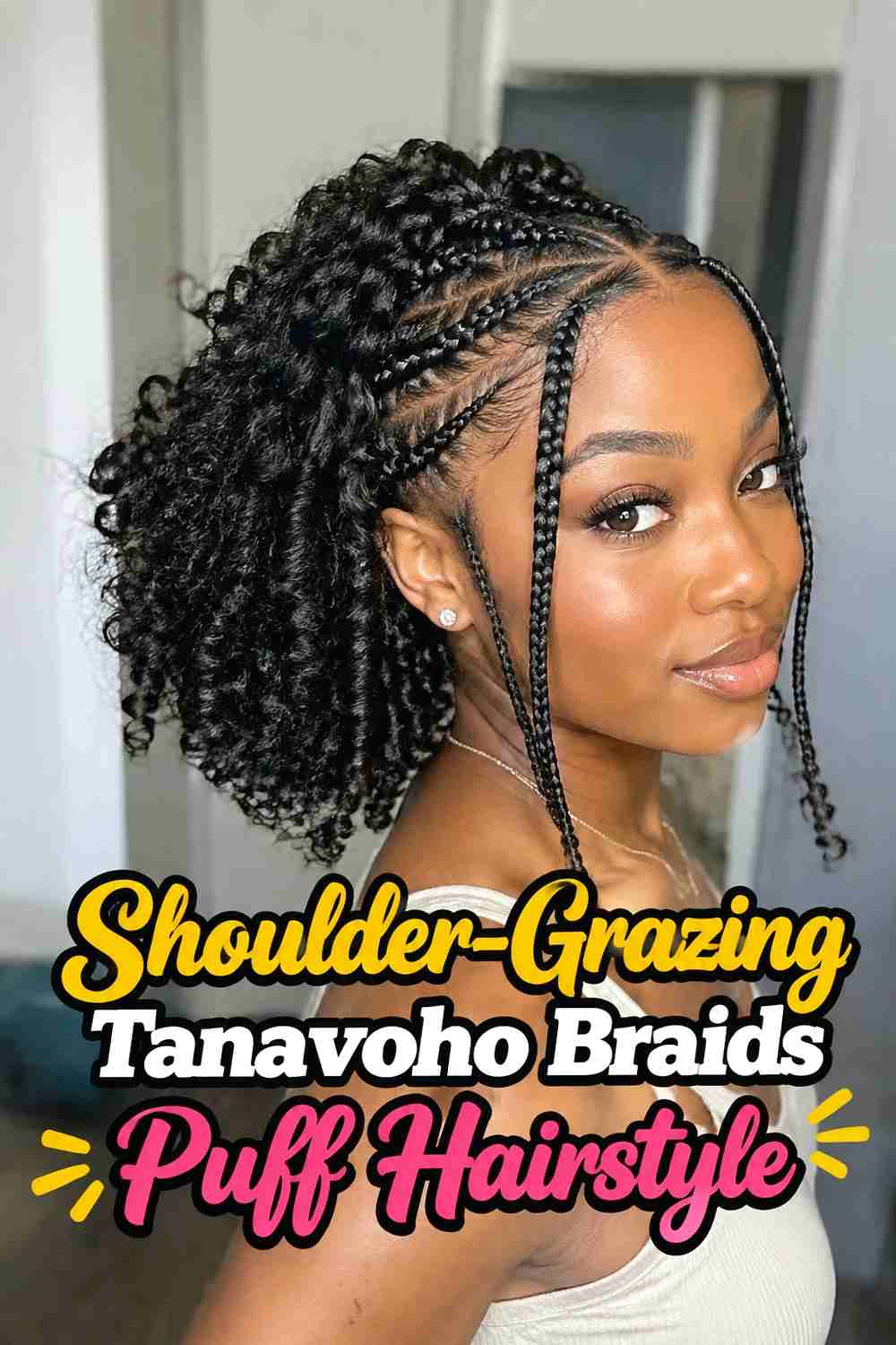 10. Shoulder Grazing Tanavoho Braids Puff Hairstyle