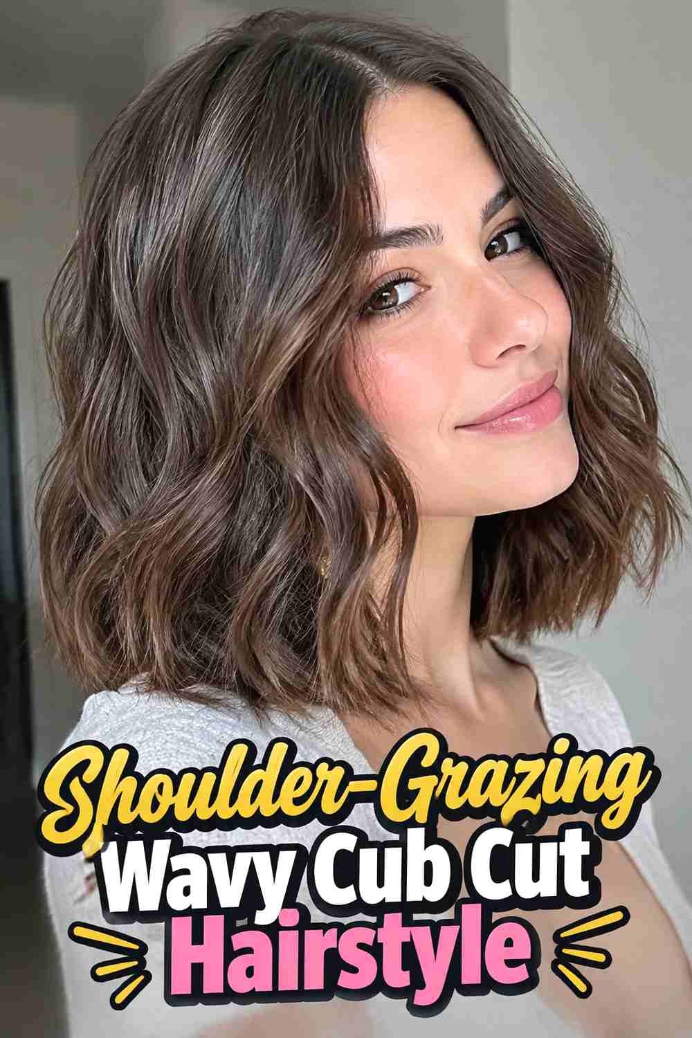 3. Shoulder Grazing Wavy Cub Cut Hairstyle