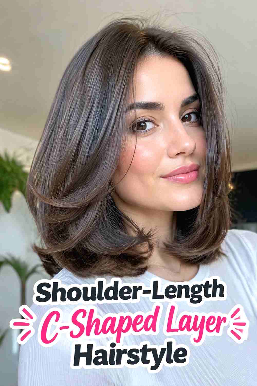 2. Shoulder Length C Shaped Layer Hairstyle