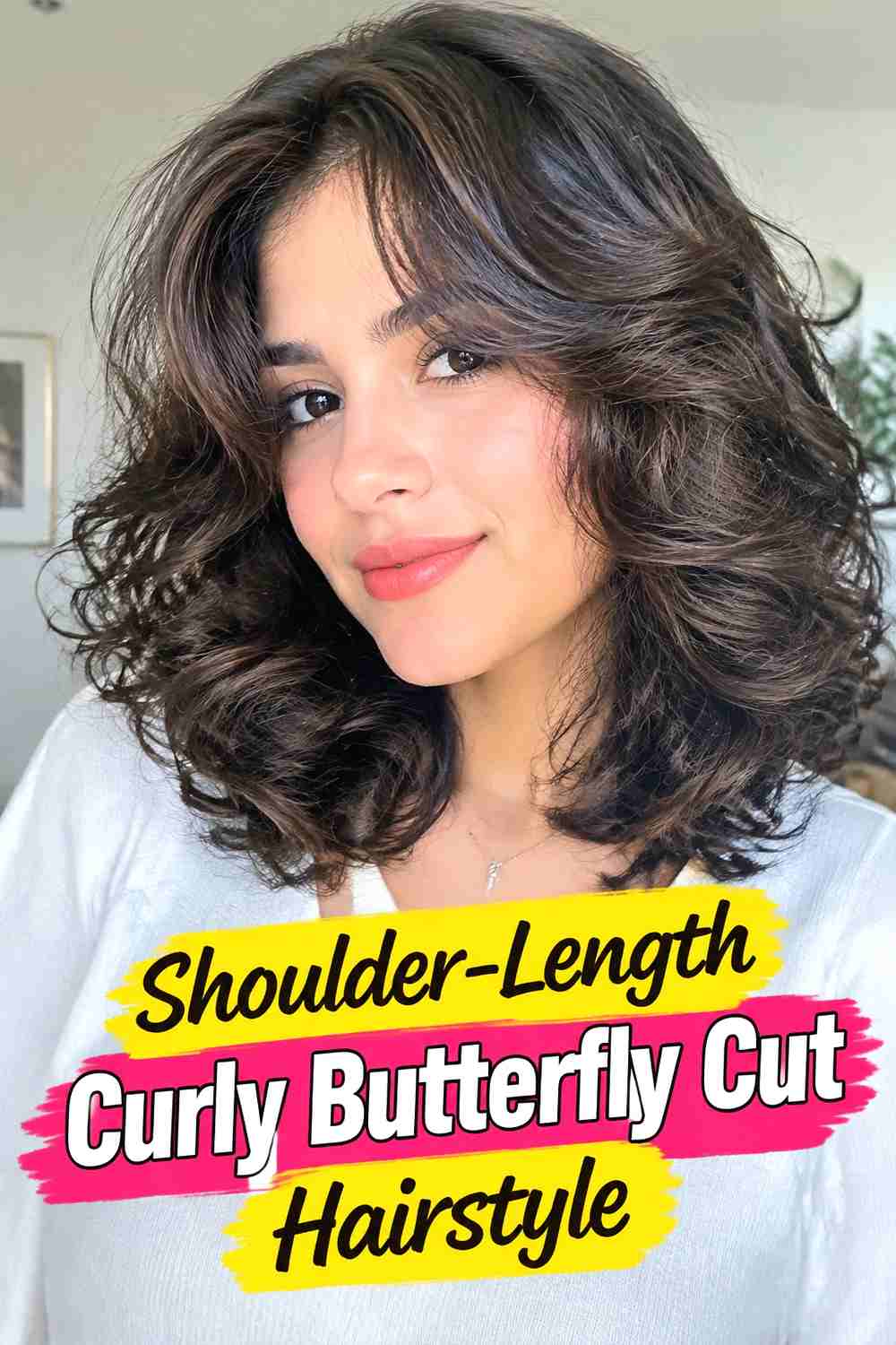 5. Shoulder Length Curly Butterfly Cut Hairstyle