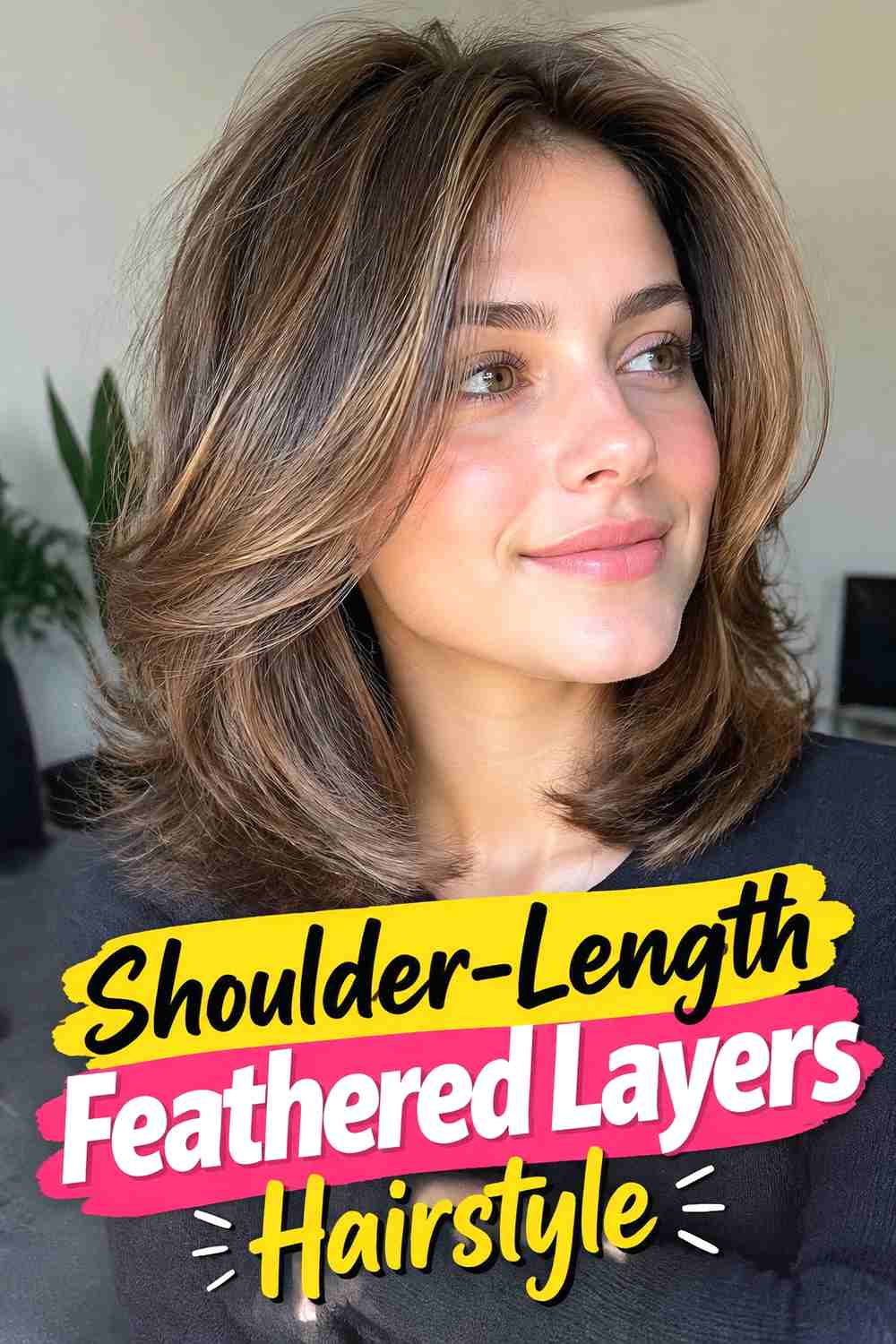 5. Shoulder Length Feathered Layers Hairstyle