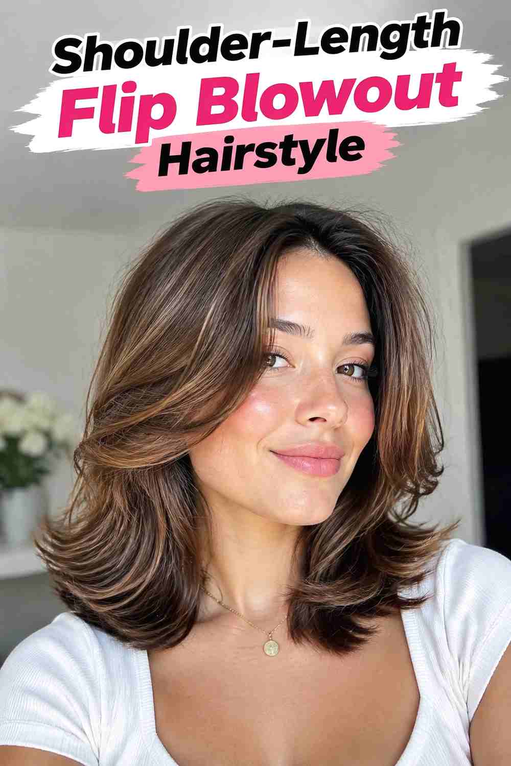 7. Shoulder Length Flip Blowout Hairstyle