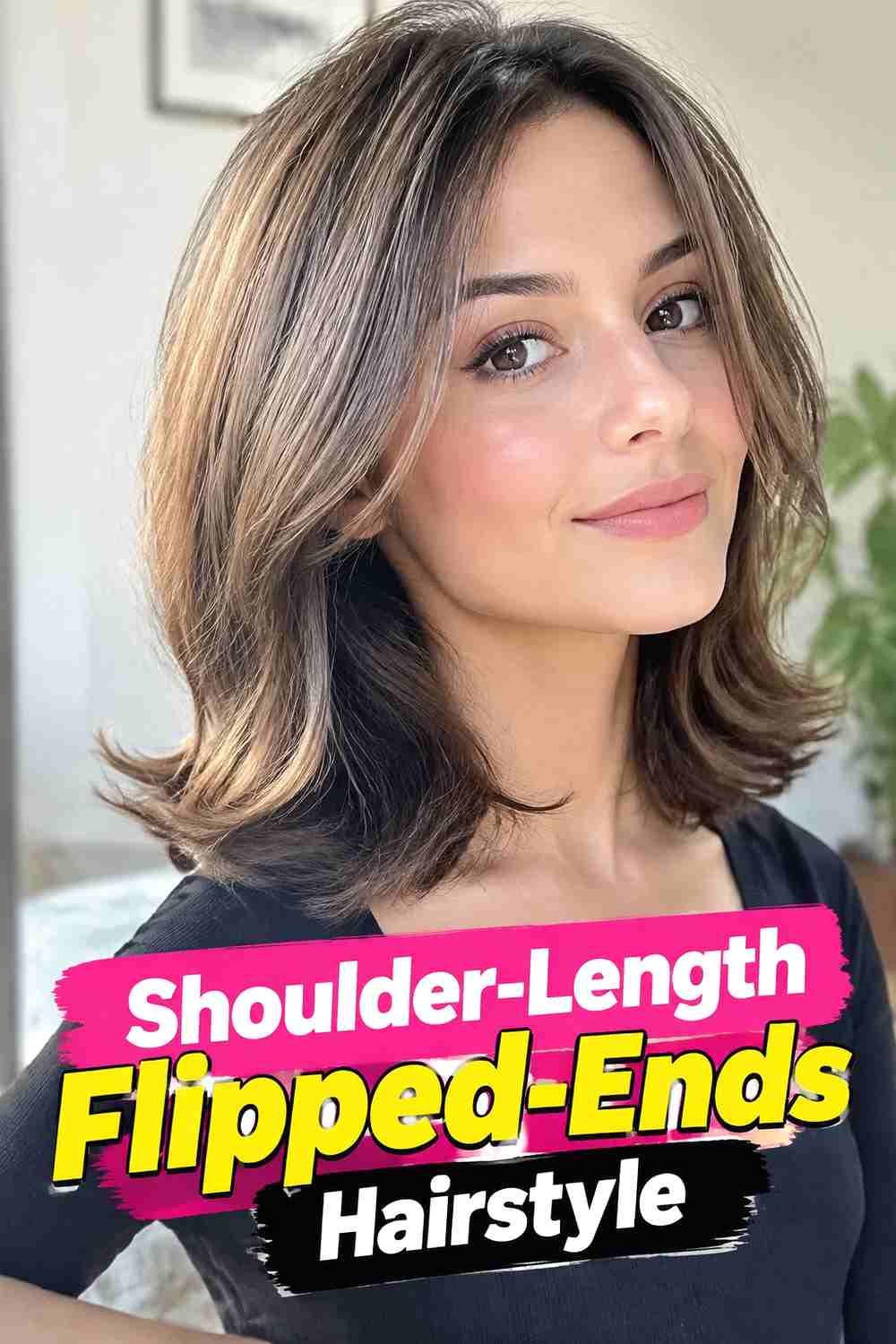16. Shoulder Length Flipped Ends Hairstyle