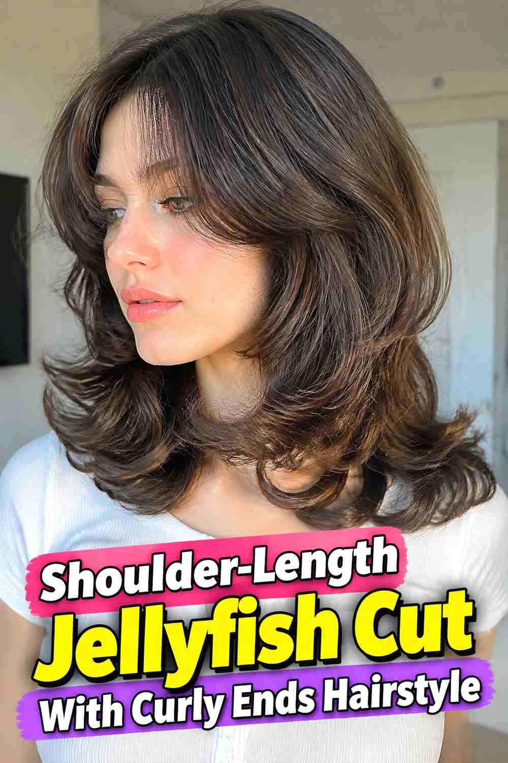 7. Shoulder Length Jellyfish Cut With Curly Ends Hairstyle
