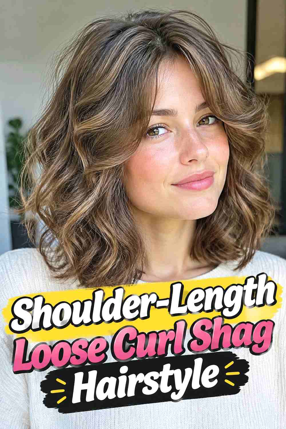 3. Shoulder Length Loose Curl Shag Hairstyle