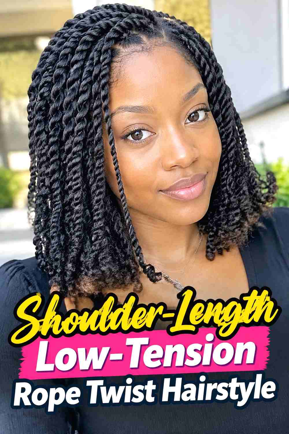 3. Shoulder Length Low Tension Rope Twist Hairstyle