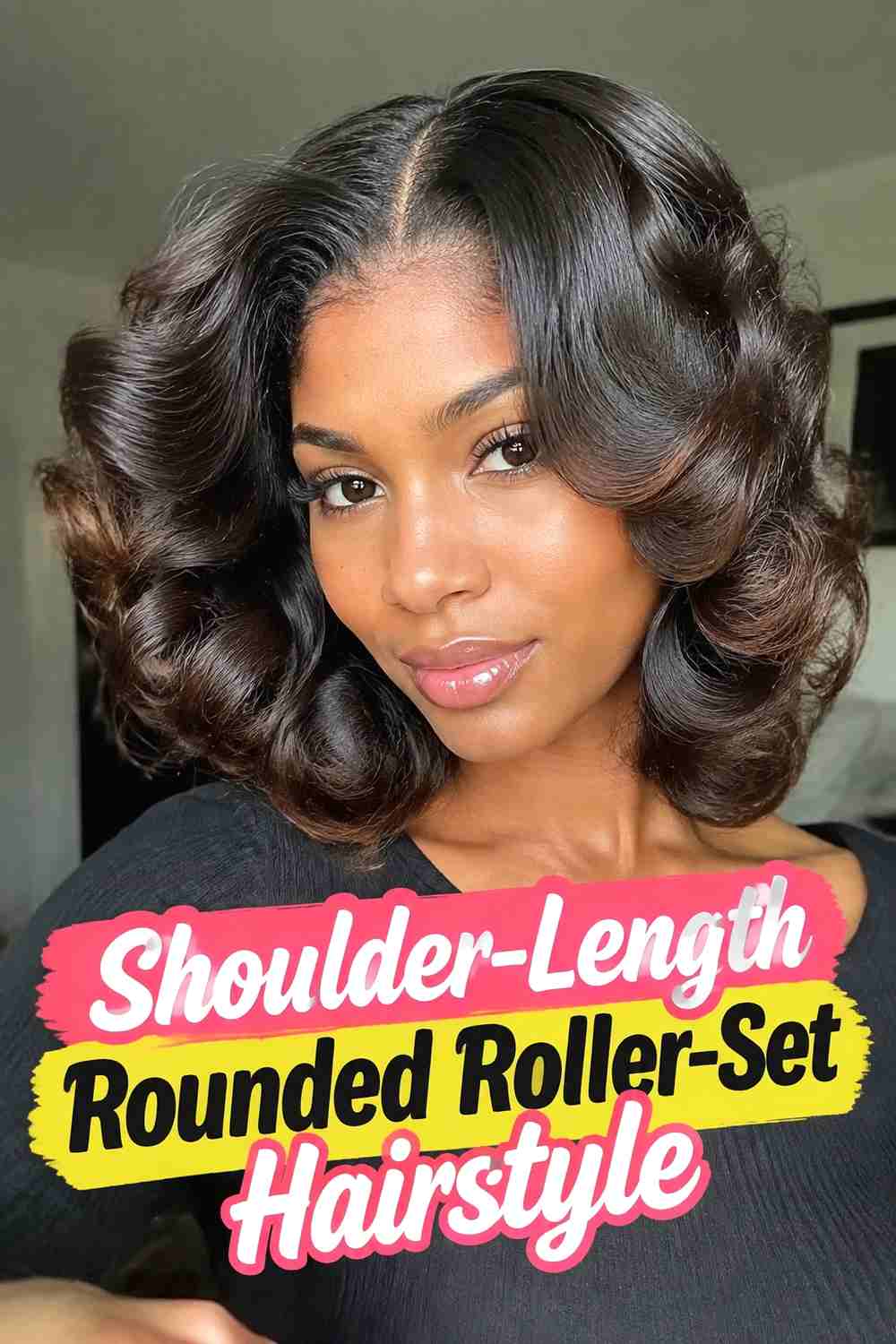 5. Shoulder Length Rounded Roller Set Hairstyle